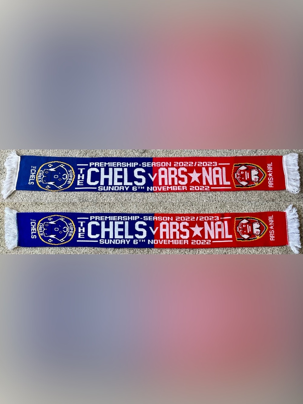 Chelsea vs Arsenal Premier League Matchday (November 6th, 2022) Soccer Scarf